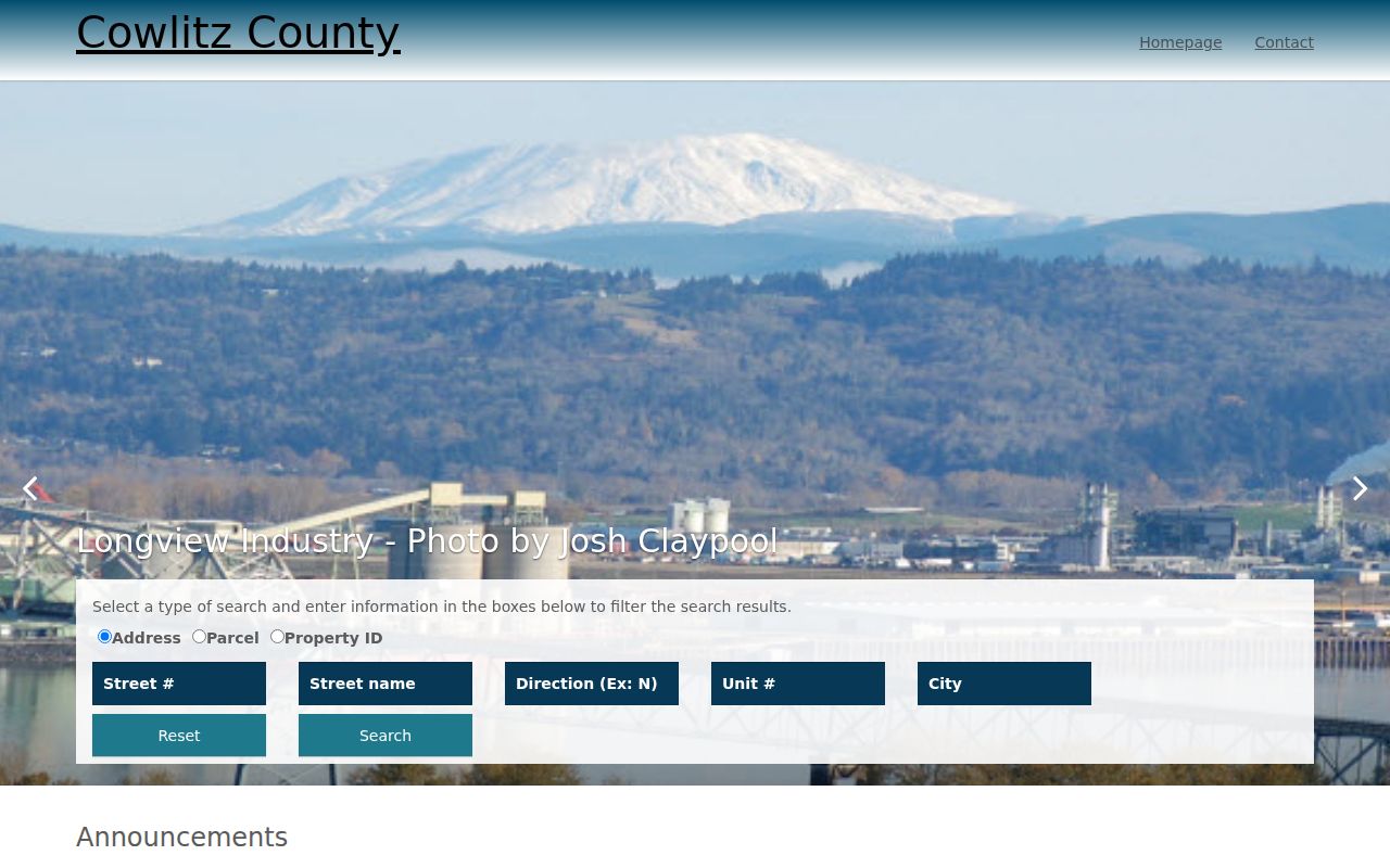 Longview street directory Cowlitz property search