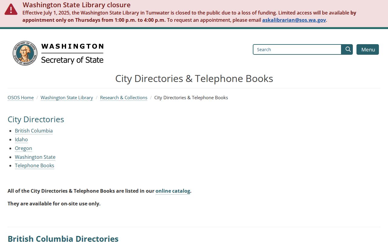 Longview city directory State Library holdings