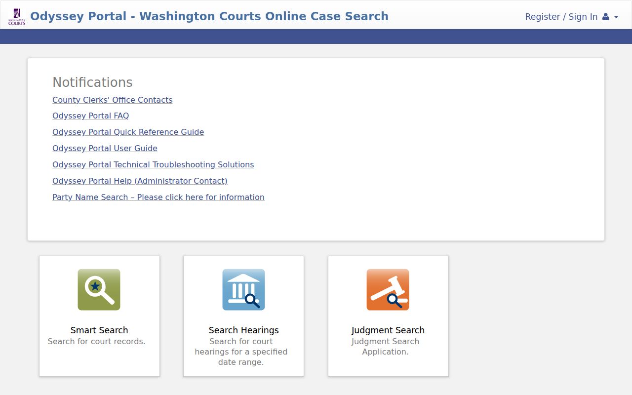 Longview resident lookup in the Odyssey court party portal