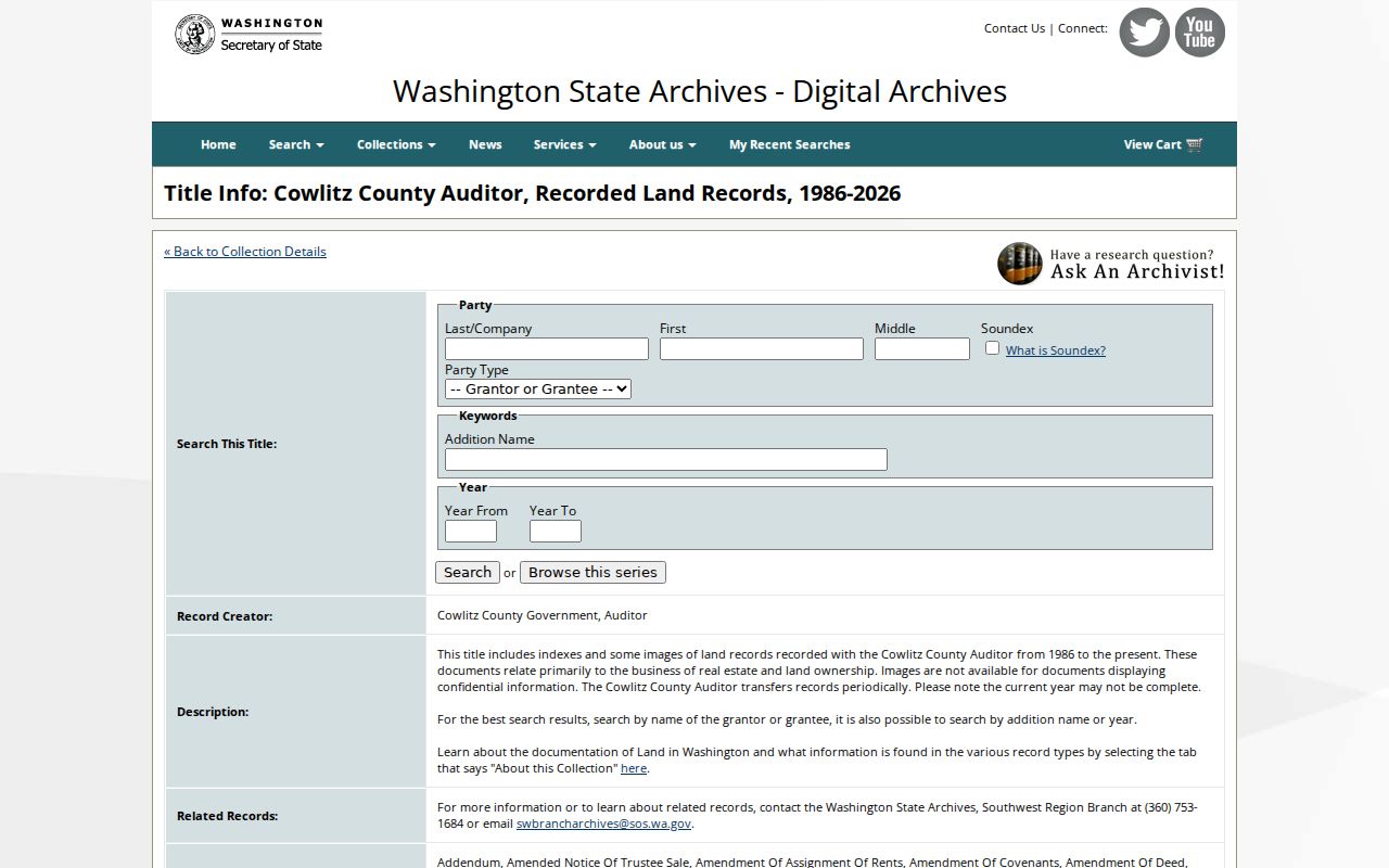 Longview previous residents land record index fields